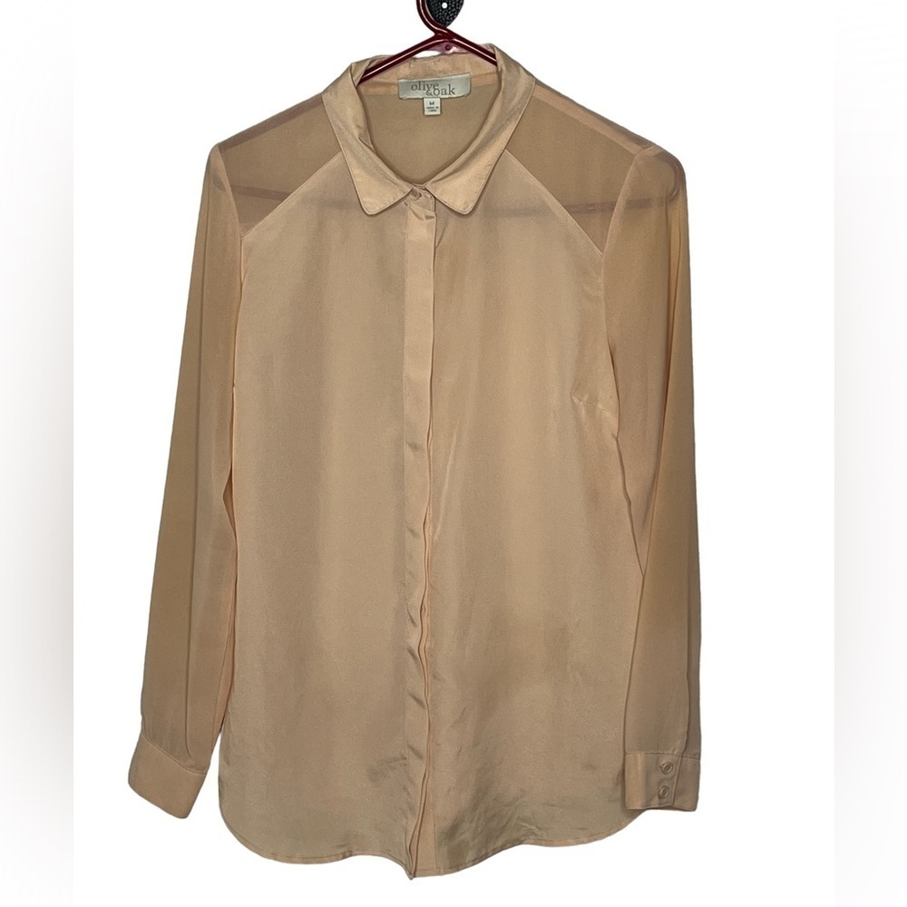 Olive & Oak Peach Button Down Top Sz Med